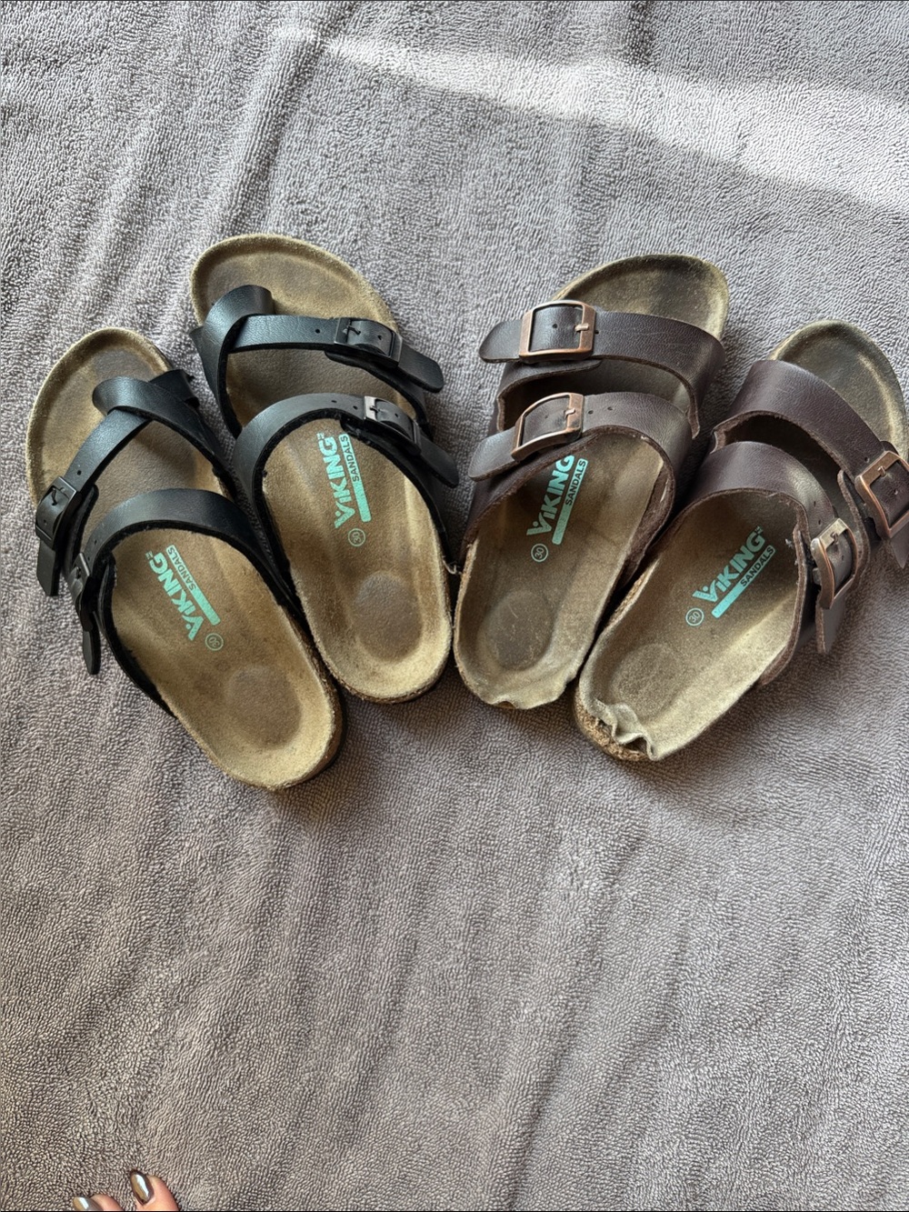 Viking Kids Two-Buckle Comfort Sandals in Black and Brown